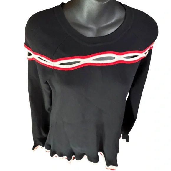 Anthropologie Moelleux cutout long sleeve top medium black red long sleeve - Picture 6 of 11